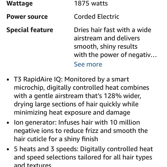 T3 Luxe White and Rose Gold Hair Dryer - Picture 7 of 9